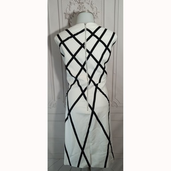 NWT Peter Nygard Ivory Criss Cross Midi Shift Dress Fully Lined $149 Sz 16 - Picture 3 of 6